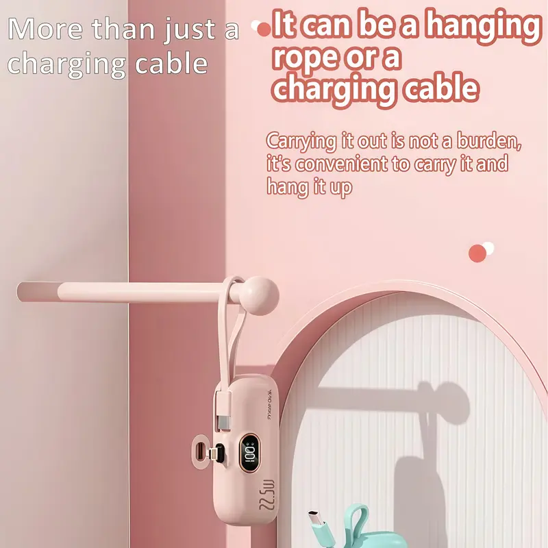 5000mAh Mini Portable Charger with 22.5W Output, Features Two USB Ports (Type-C & USB-A) and Digital Power Display for Accurate Monitoring, Compact and Lightweight Design Ensures Easy Portability