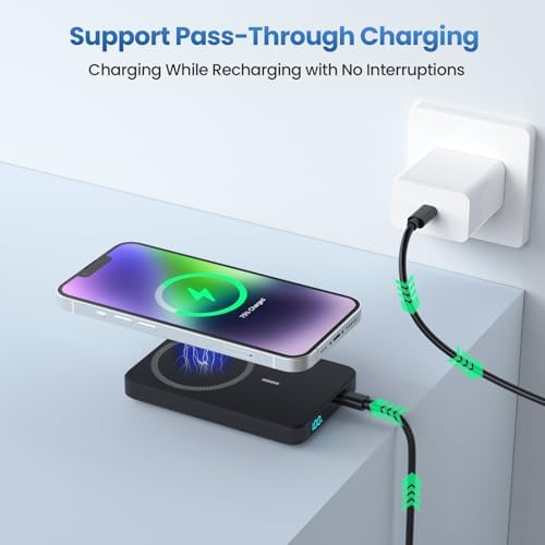 Magnetic Portable Charger 10800mah for Magsafe Battery Pack, Wireless Power Bank with 20W PD Fast Charging & LCD Display, Travel Essential Phone Battery Charger For iPhone 17/16/15/14/13/12 Series