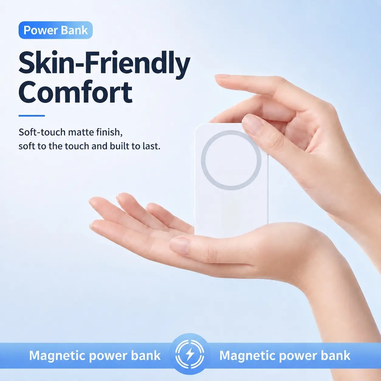 10000mAh Magnetic Power Bank with 15W Wireless Charging, Built-In Cables & Fold-Out Stand