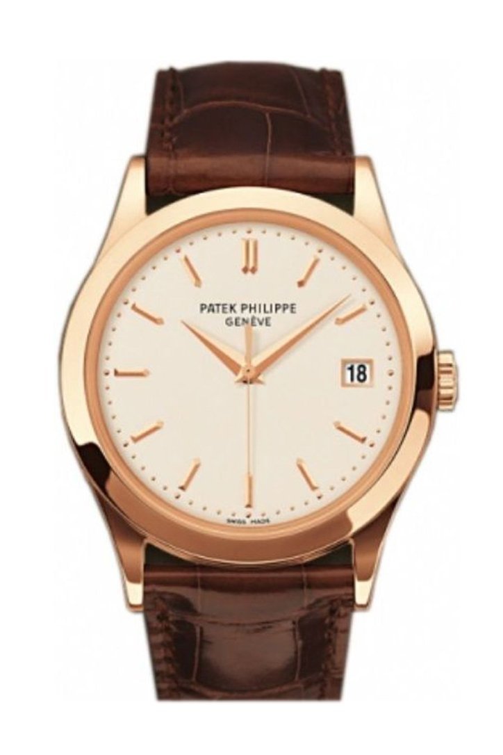 Patek Philippe Calatrava Opaline Dial 18kt Rose Gold Brown Leather Men's Watch 5296R-010 2