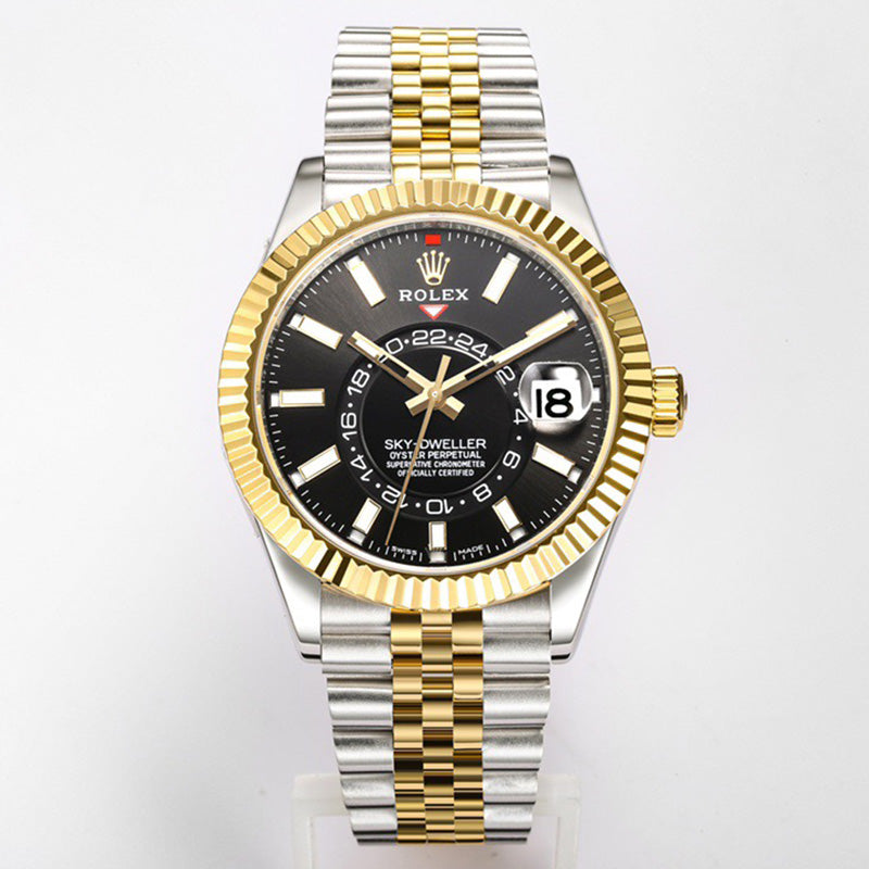 Sky Dweller 326933 Black Dial Gold Stainless Steel 42mm Watch 1