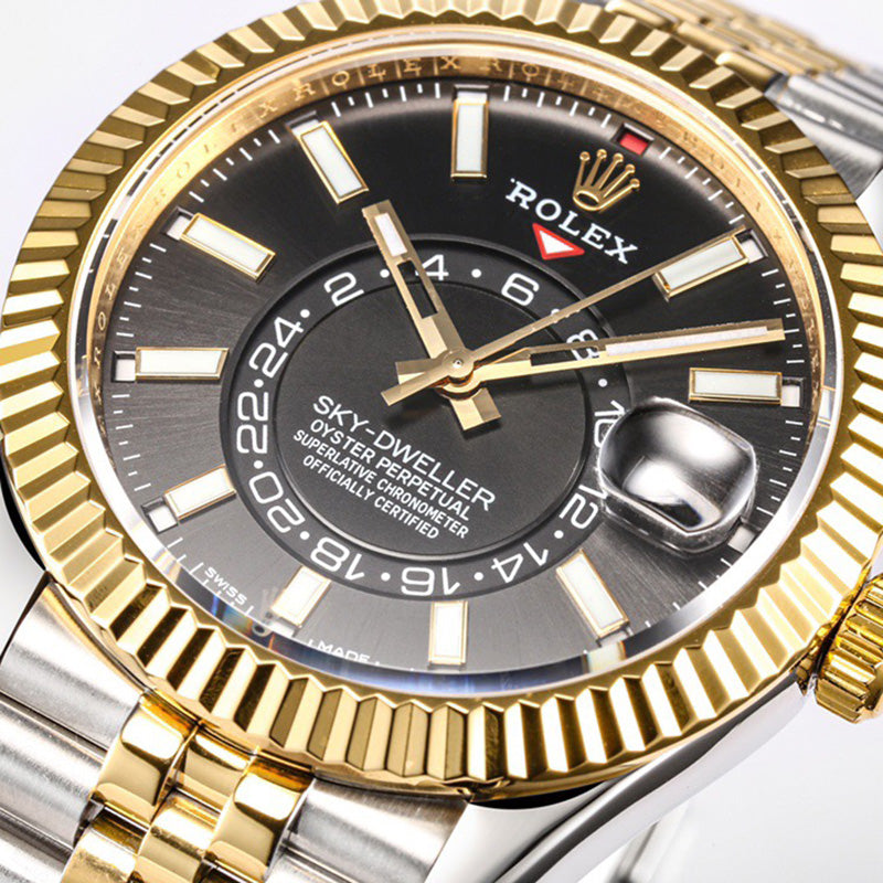Sky Dweller 326933 Black Dial Gold Stainless Steel 42mm Watch 6