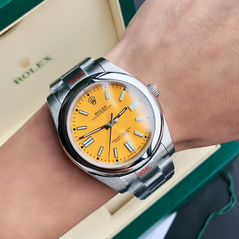 Oyster Perpetual 124300 41mm&36mm Yellow Dial 2