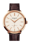 Patek Philippe Calatrava Silver Dial 18k Rose Gold Leather 38mm Men's Watch 5123R-001 1