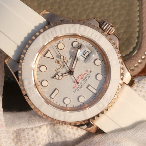 Yacht Master 1 Baymax Rose Gold Mix White Rubber Strap 40mm 5
