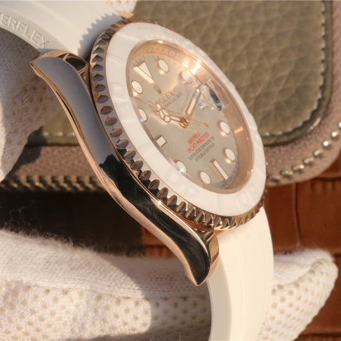 Yacht Master 1 Baymax Rose Gold Mix White Rubber Strap 40mm 8