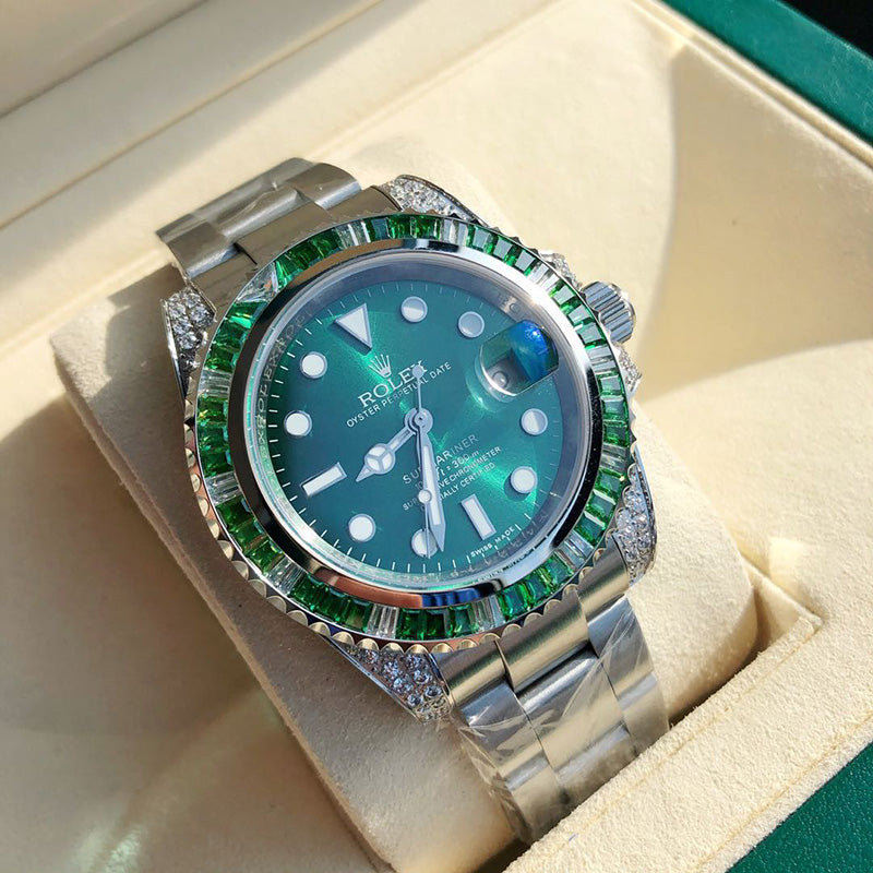 Custom Diamond Submariner Green Dial Mens Watch 116610LN 40MM 2