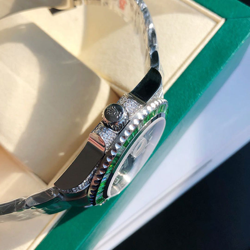 Custom Diamond Submariner Green Dial Mens Watch 116610LN 40MM 6