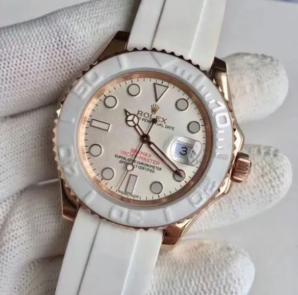 Yacht Master 1 Baymax Rose Gold Mix White Rubber Strap 40mm 1