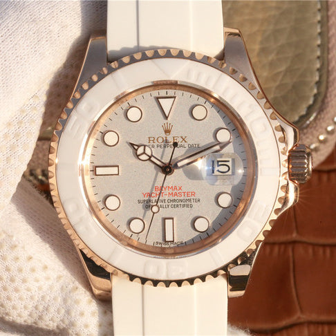 Yacht Master 1 Baymax Rose Gold Mix White Rubber Strap 40mm 3