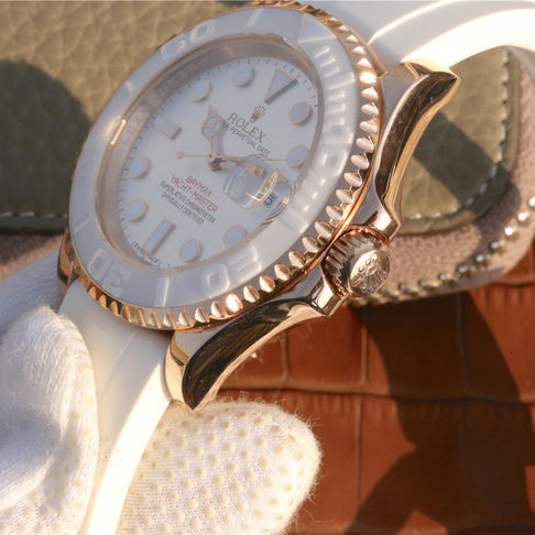 Yacht Master 1 Baymax Rose Gold Mix White Rubber Strap 40mm 4