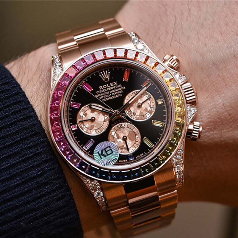 Cosmograph Daytona Rainbow Diamond Rose Gold Stainless Steel 40mm 8