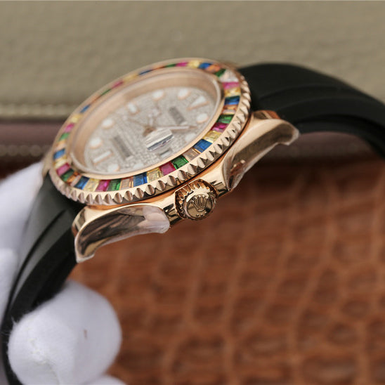 Yacht Master 116695SATS 40mm Everose Gold Diamond Dial 4