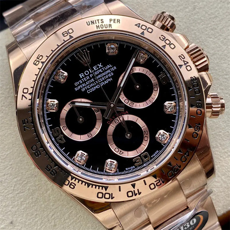 Cosmograph Daytona m116505-0015 40mm Everose Gold Black Diamond Dial Watch 3
