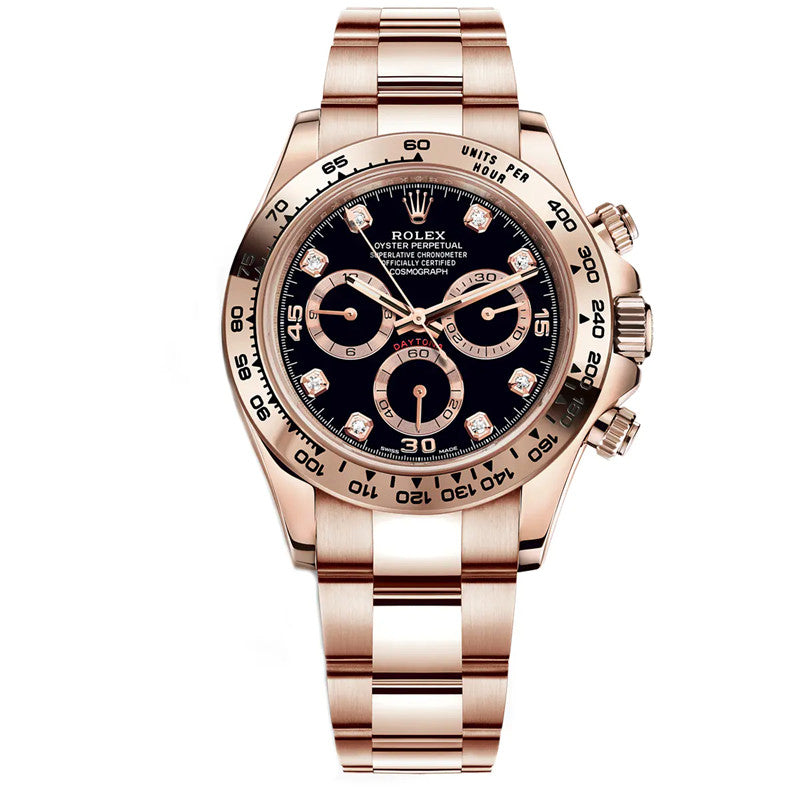 Cosmograph Daytona m116505-0015 40mm Everose Gold Black Diamond Dial Watch 1