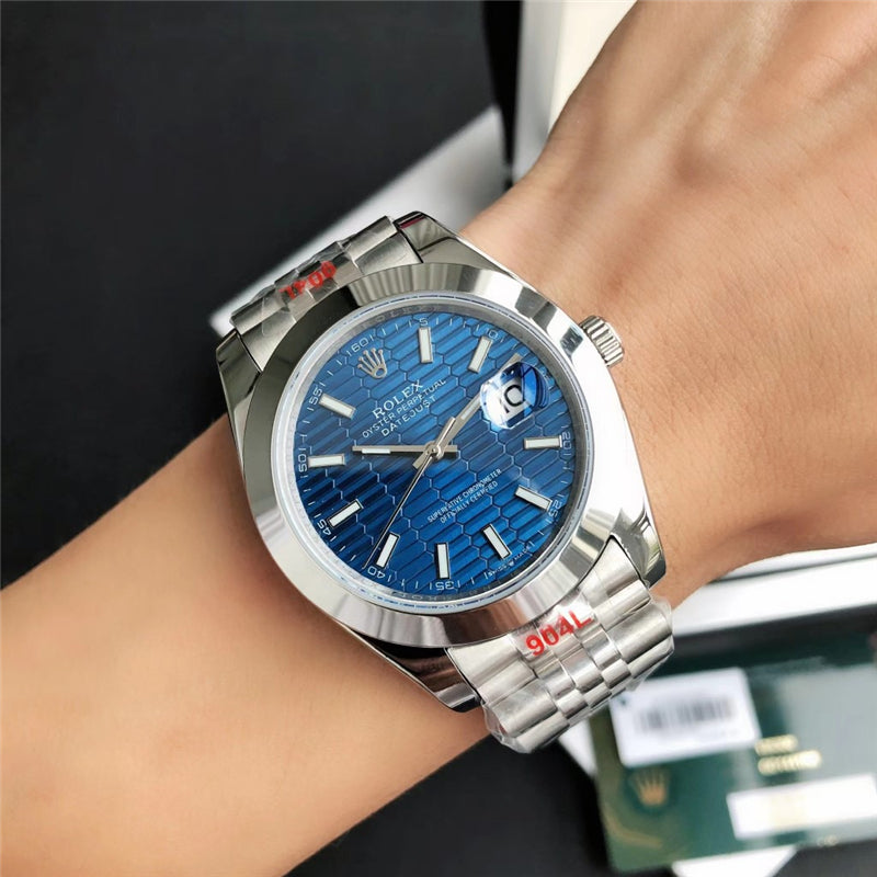 Datejust Blue Diamond Texture Dial 41mm Watch 3