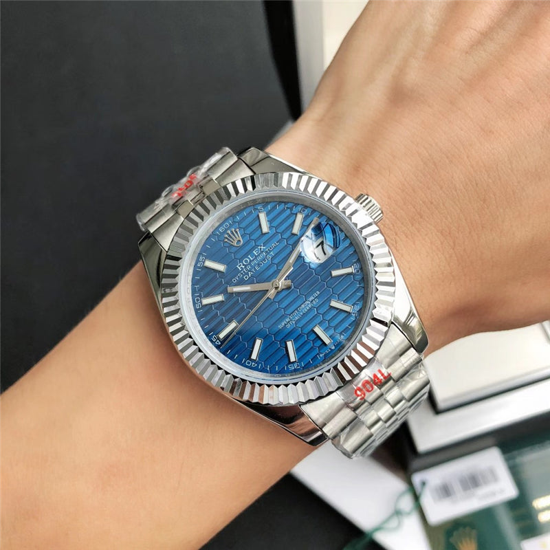 Datejust Blue Diamond Texture Dial 41mm Watch 10