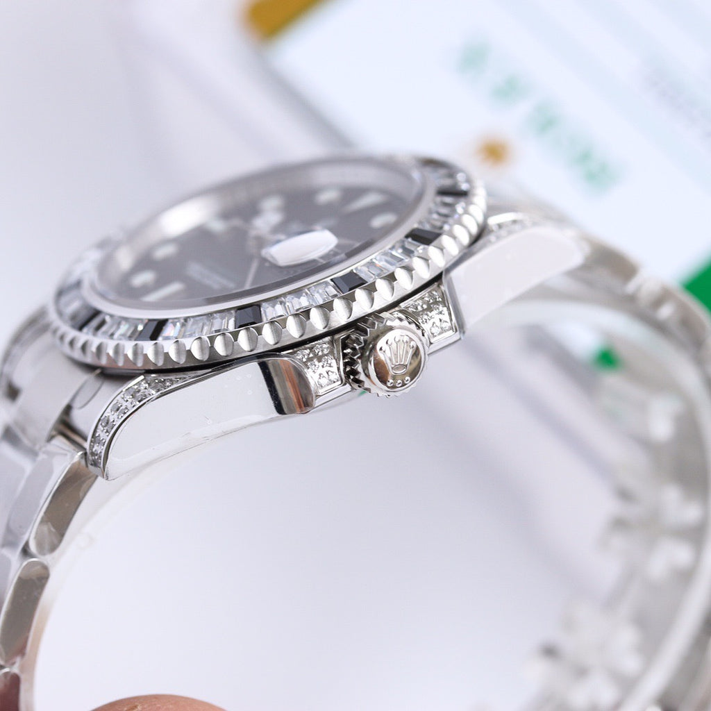 GMT-Master II Rainbow 40mm Diamond Stainless Steel Black Dial Watch 6