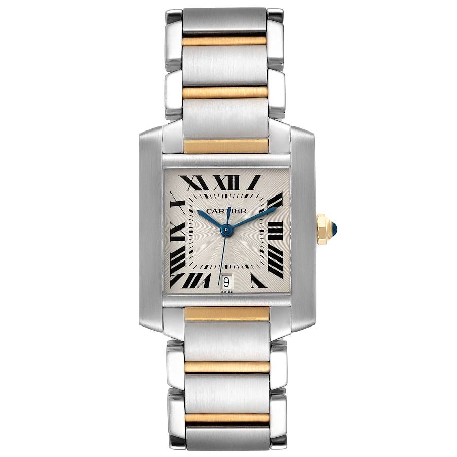 Cartier Tank Francaise Steel Yellow Gold Silver Dial Mens Watch W51005Q4 1
