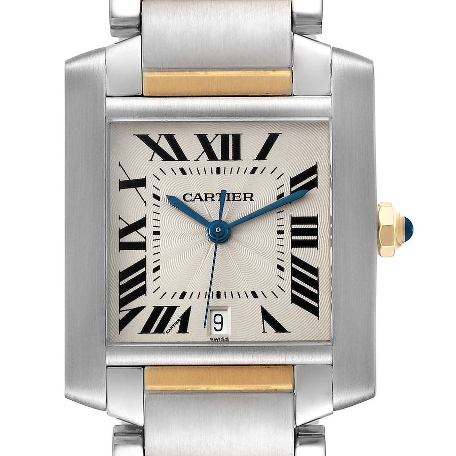 Cartier Tank Francaise Steel Yellow Gold Silver Dial Mens Watch W51005Q4 2