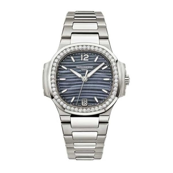 Patek Philippe Nautilus Blue Tinted Mother Of Pearl Dial Automatic Ladies Diamond Watch 7018/1A-010 1