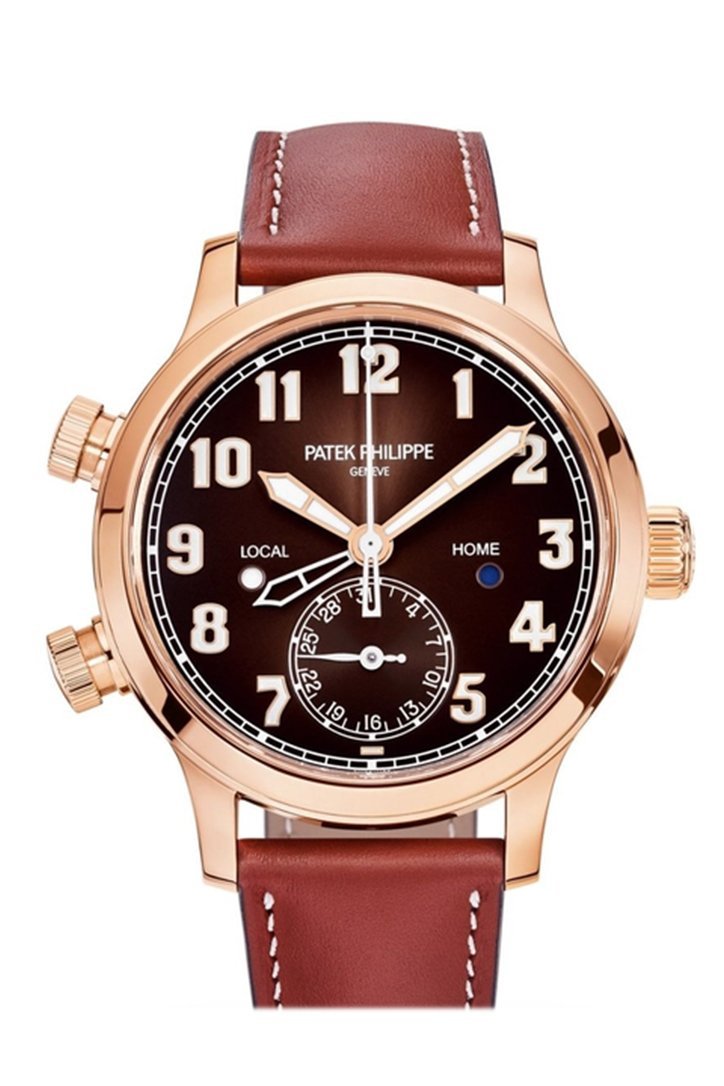 Patek Philippe Complications Calatrava Pilot Travel Time Brown Sunburst Dial Automatic Ladies Watch 2