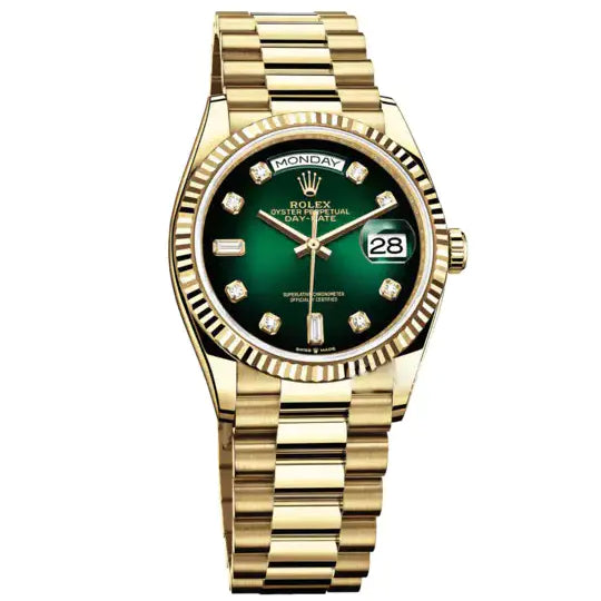 Day-Date 128238 36mm Gold President Green Diamond Dial 1