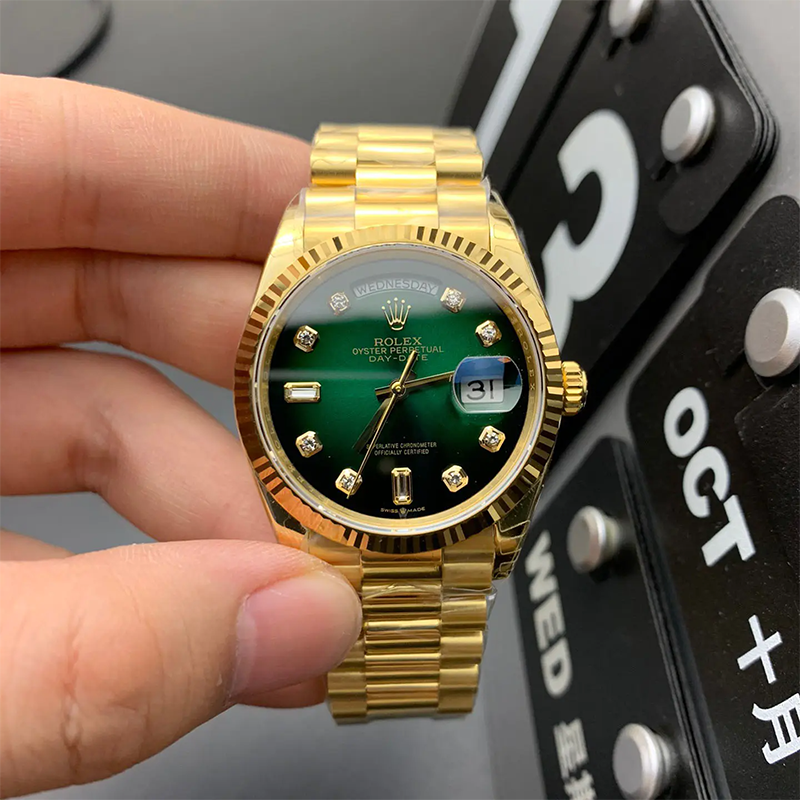 Day-Date 128238 36mm Gold President Green Diamond Dial 2