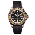 Yacht Master 1 Golden Diamond Bezel Black Dial Rubber Strap 40mm 1