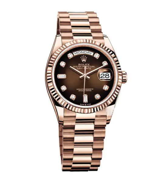 Day-Date 128235 41mm Everose Gold Brown Diamond Dial Watch 1