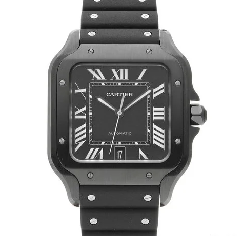 Cartier Santos Black ADLC Stainless Steel Men’s Watch, WSSA0039 1