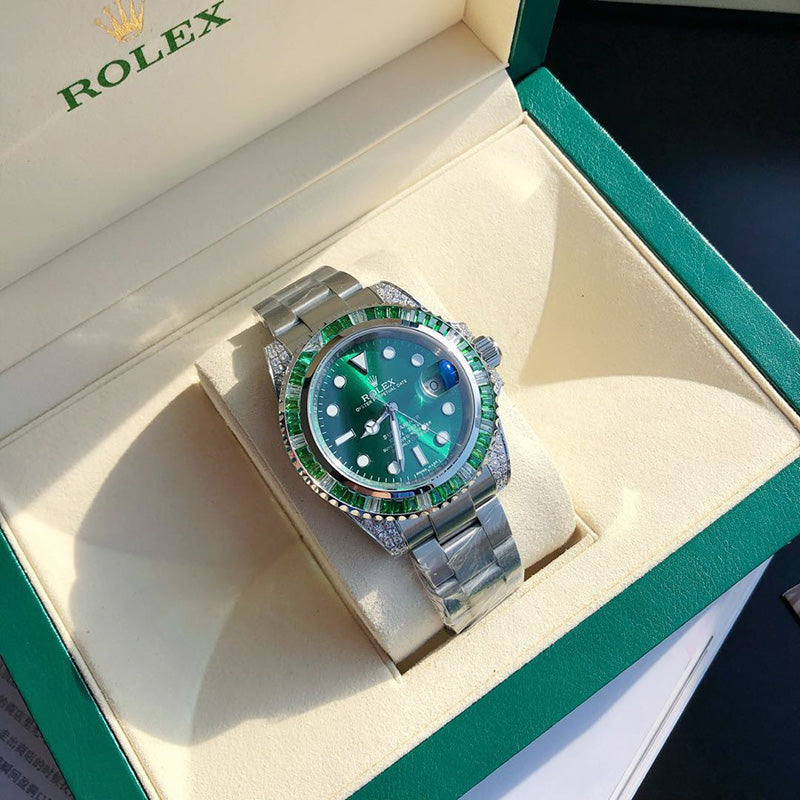 Custom Diamond Submariner Green Dial Mens Watch 116610LN 40MM 5
