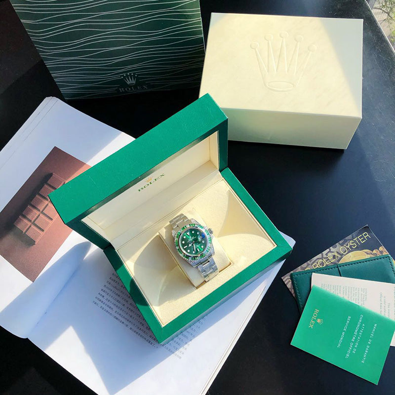 Custom Diamond Submariner Green Dial Mens Watch 116610LN 40MM 7