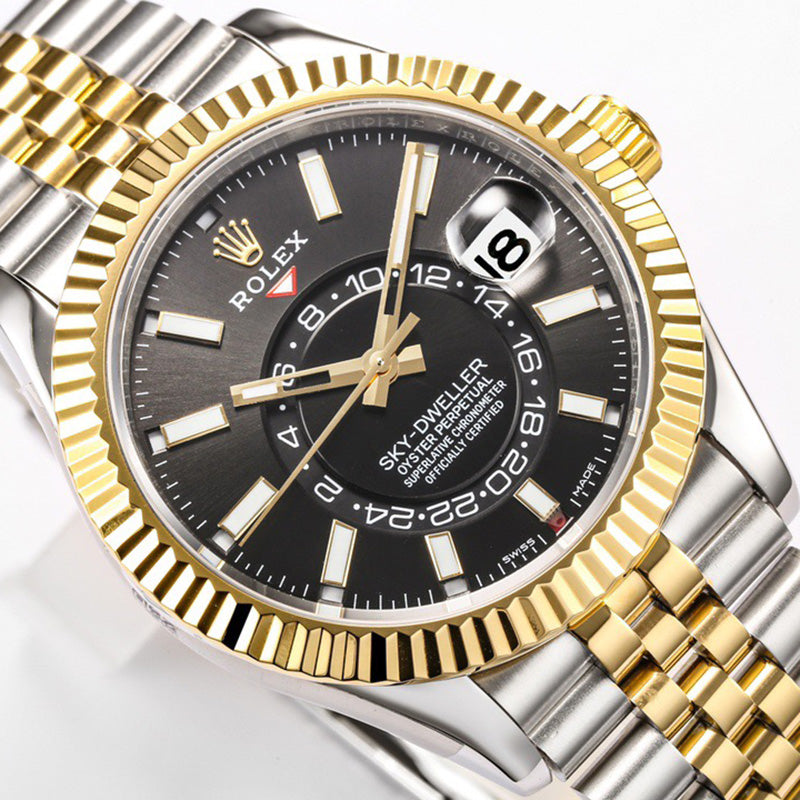 Sky Dweller 326933 Black Dial Gold Stainless Steel 42mm Watch 3